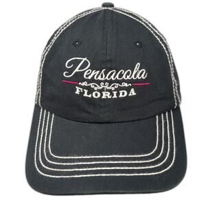 Big Accessories Baseball Cap Black One Size Pensacola Florida Hat White Stitch